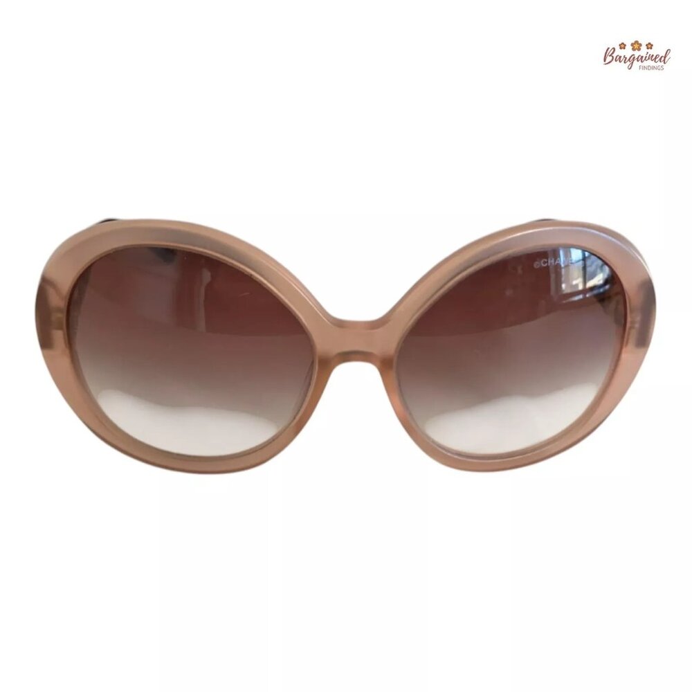 Authentic CHANEL Pink Frame Gradient Tint White Pearl Round Sunglasses - 5159-H